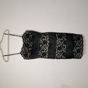 JS Collections Vintage Floral Black and Nude Lace Dress Size 12